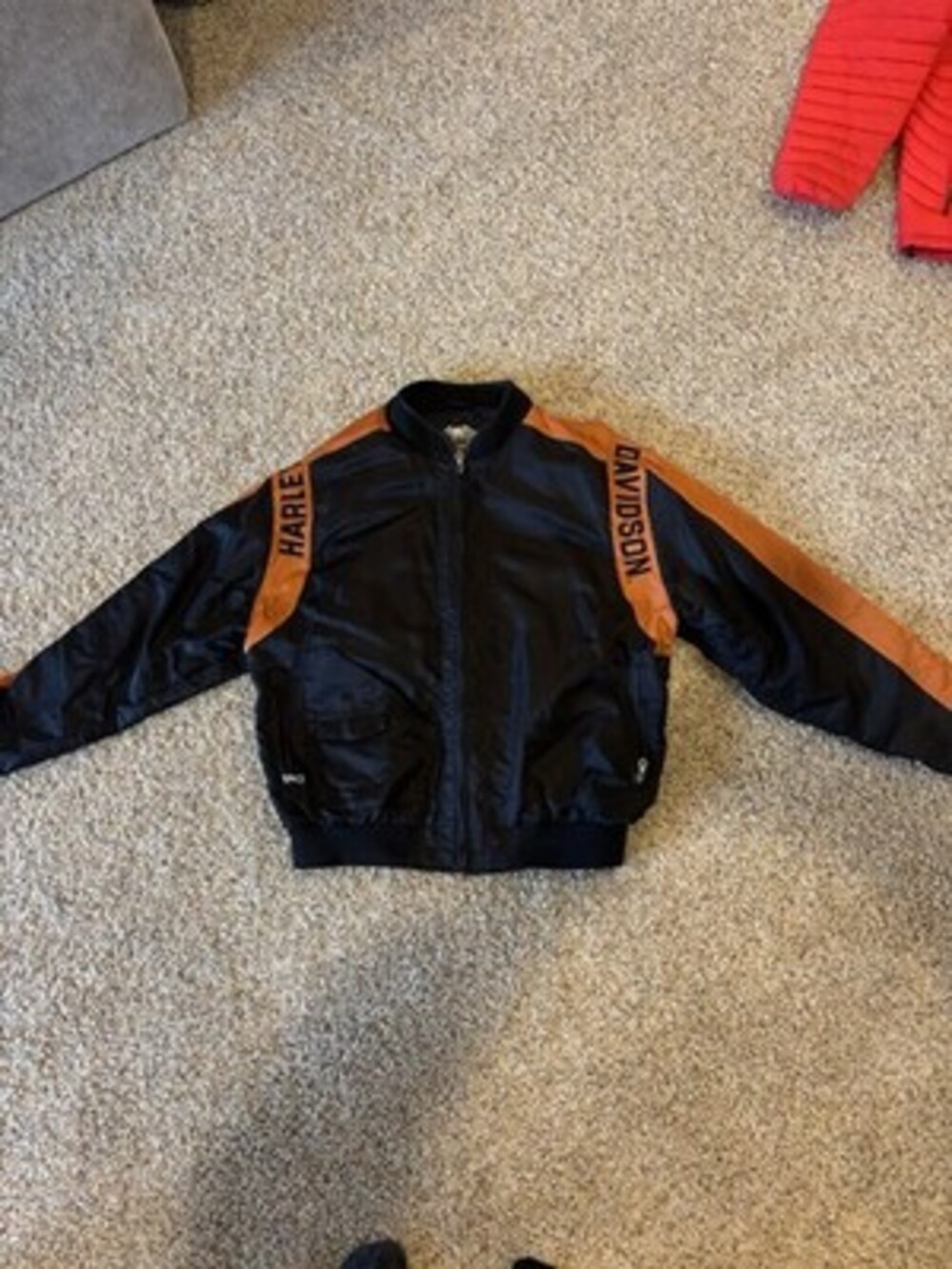 Harley Davidson Black And Orange Nylon Riding Jacket Size XL